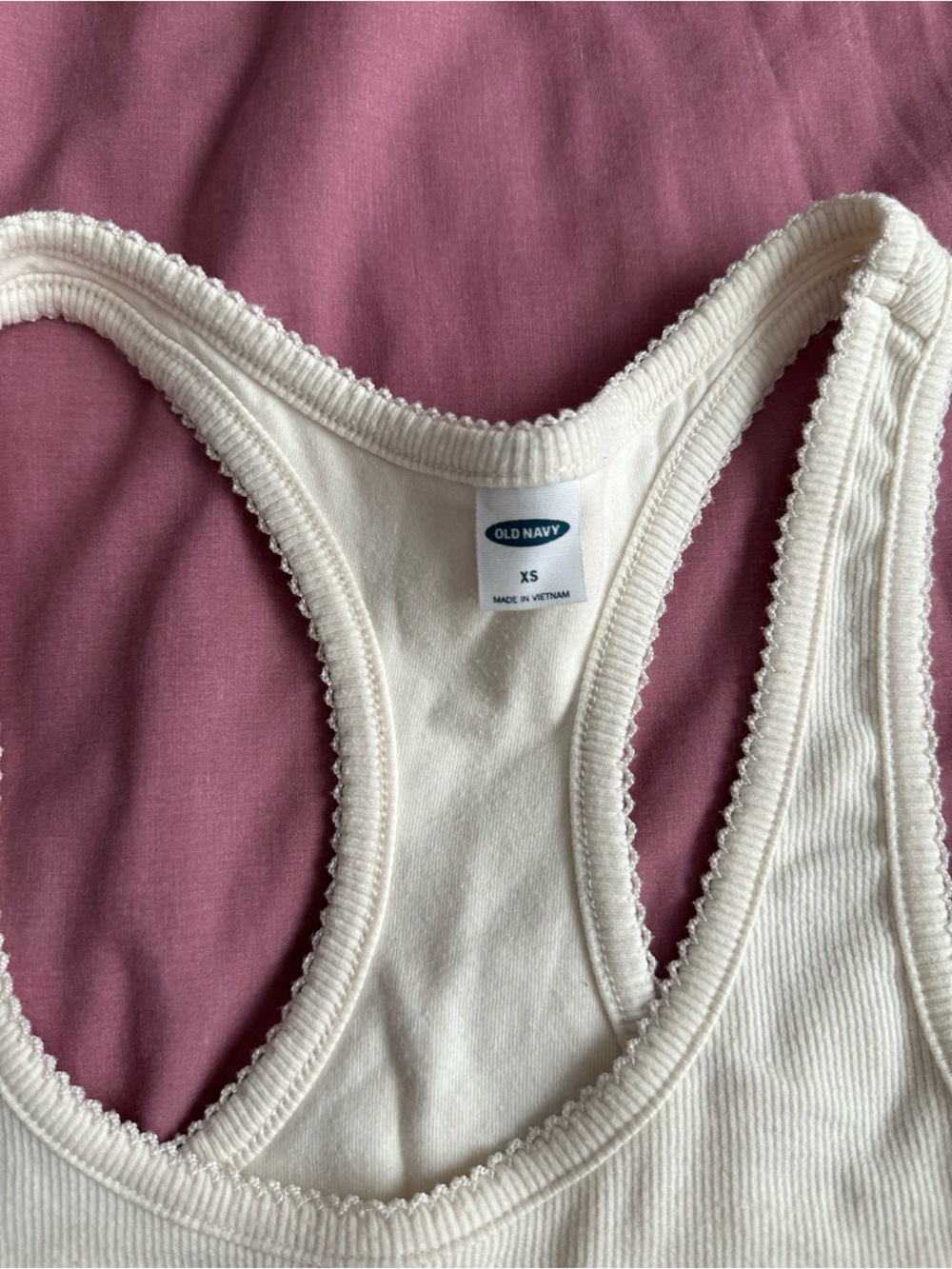 Old Navy Cream Ribbed Racerback Tank - Picture 2 of 3